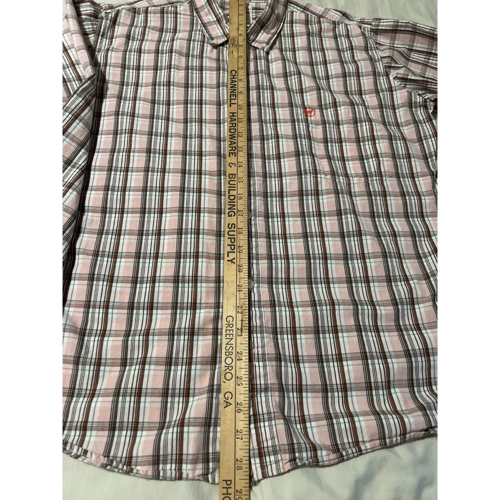 Red Camel Men's Long Sleeve Plaid Button Down‎ Shirt Size L Pink Brown White - Picture 5 of 8